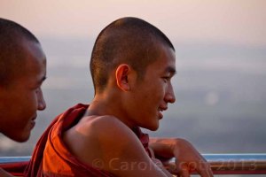 A monk deep in conversation